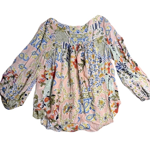 Maeve Anthropologie Boho Patchwork Peasant Blouse Size 4 - Picture 3 of 4
